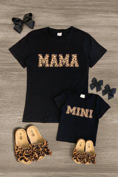 Mom & Me - "Mama & Mini" Black Leopard Top | Sparkle In Pink Mommy And Mini Shirt, School Picture Outfits, Tshirts Quotes, Mimi Life, Disney Cruise Shirts, Cruise 2023, Mama And Mini, Sparkle In Pink, Top Reads