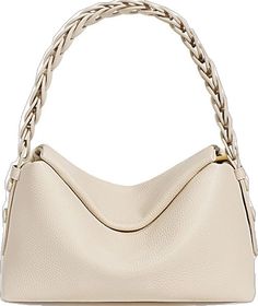 Cream Hobo Shoulder Bag With Handle Drop, Beige Crossbody Hobo Bag With Handle Drop, Modern Beige Handheld Hobo Bag, Chic Beige Shoulder Bag With Single Strap, Chic Beige Hobo Bag With Single Shoulder Strap, Beige Hobo Shoulder Bag With Handle Drop, Trendy White Shoulder Bag With Handle Drop, Beige Satchel With Single Shoulder Strap For Errands, Beige Hobo Bag With Top Carry Handle For Evening