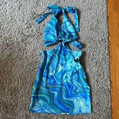 Brand New! Didn’t Come With Tags But It’s A Size Small From Amazon Blue V-neck Beachwear Mini Dress, Revolve Dresses, Poppy Dress, Fringe Mini Dress, Elastic Waist Dress, Off White Dresses, Peach Dress, Silk Floral Dress, Free Dresses