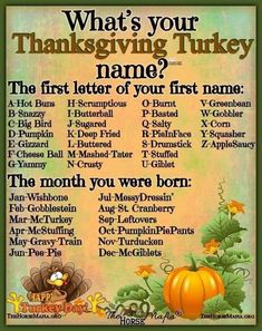 a thanksgiving turkey poem with the words what's your thanksgiving turkey name?