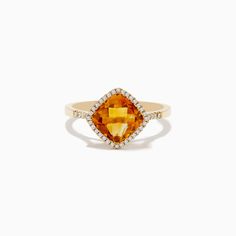 Effy Sunset 14K Yellow Gold Citrine and Diamond Ring Yellow Stone, Gold Yellow, Citrine, Round Diamonds, Gold Metal, Diamond Ring, Yellow Gold, Ring, Yellow