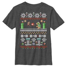 Get into the spirit this year with these hilarious holiday tees! Get them for all your friends and family for pictures, holiday parties, and more! Featuring funny cats, dogs, aliens, and of course Santa Claus himself, these new Christmas tees will make anyone want to celebrate! Grab yours today and let the festivities begin! Mario And Bowser, Graphic Top, Boy Tees, Christmas Tees, Ugly Christmas, Christmas Sweater, Tshirts Online, Shirt Online, Boy's Clothing