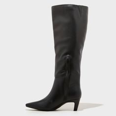 Get ready for the autumn or winter season with these Kendra Tall Dress Boots from Universal Thread™. These solid-color boots boast a faux-leather upper, pointed closed toe, cushioned insole and soft fabric lining for comfortable wear. Set on a 2.25-inch Louis heel, these side-zipper boots are elevated by the knee-high silhouette that lends extra flair to your outfit of the day. Universal Thread™: Found exclusively at Target. Heel Tall Boots, Western Dress With Boots, Color Boots, Tall Dress, Wide Width Boots, Western Ankle Boots, Buckle Ankle Boots, Tall Riding Boots, Harness Boots