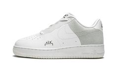 The A-COLD-WALL x Nike Air Force 1 Low “White” is a limited edition collaboration by British designer Samuel Ross on the iconic silhouette.  A-COLD-WALL’s high-end streetwear aesthetic is applied to the Air Force 1, which features a minimalist construction with a stitchless upper built with Nike’s Flyleather, a material that blends recycled leather and textile and maintains the look and feel of premium leather.  The shoe also has a modified lacing system with eyelets only at the top and bottom o Samuel Ross, Nike Air Force One, A Cold Wall, Baskets Nike, Streetwear Aesthetic, Force One, Nike Air Force 1 Low, Stadium Goods, Recycled Leather