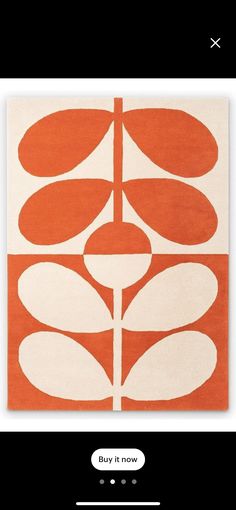 an orange and white rug with circles on the bottom, in front of a black background