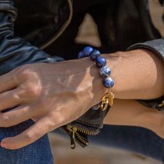 Canadian sodalite, the result of mountain rock formation, transmits the power of its origin with its deep blue color with bright pockets of white. This bracelet from Kravitz Concept is great for people who work in a team as they will be impossible to ignore #KravitzConcept #jewelry  #handmadejewelry #forwomen #beadedjewelry  #jewellery Everyday Blue Beaded Bracelet With Natural Stones, Spiritual Blue Beaded Bracelets For Everyday, Everyday Spiritual Blue Beaded Bracelets, Blue Gemstone Beads Bracelet For Everyday, Everyday Blue Jewelry With 8mm Beads, Everyday Blue Stretch Bracelet With Gemstone Beads, Everyday Blue Gemstone Beads Stretch Bracelet, Everyday Blue Gemstone Beads Bracelets, Blue Bracelets With 8mm Beads For Everyday