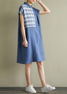 Beautiful lapel tie waist linen dresses Cotton blue Plaid Dress summer

This dress is made of cotton or linen fabric, soft and breathy. 

Flattering cut. Makes you look slimmer and matches easlily.
 
Materials used: linen

Measurement:Size M/BUST-112cm   
   
Shoulder 57cm / 22.23"
bust 112cm / 43.68"
length 95cm / 37.05"


Size L/BUST-116cm   
   
Shoulder 58cm / 22.62"
bust 116cm / 45.24"
length 96cm / 37.44"



We ship worldwide.

Tracking numbers provided for all orders. Casual Linen Dress With Short Sleeves, Blue Linen Summer Dress With Pockets, Casual Short Sleeve Linen Dress, Casual Blue Linen Midi Dress, Collared Linen Dress For Vacation, Blue Linen Casual Dress For Spring, Blue Linen Dress With Pockets, Casual Blue Linen Dress, Blue Linen Summer Dress For Daywear