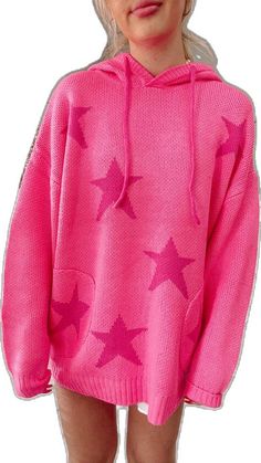 Cozy Pink Sweater, Comfy Pink Outfits, Comfy Preppy Outfits, Preppy Pink Outfits, Preppy Southern Outfits, Hot Pink Clothes, Hot Pink Outfits, Preppy Hoodies, Preppy Casual Outfits