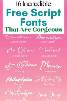 the top ten free script font styles for any type of text that is in use