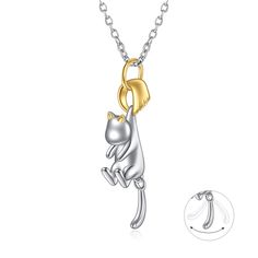 PRICES MAY VARY. Cat necklace is deisigned for the cat lovers, the special silver jewelry for teen girl gifts trendy stuff. When you wear the cat necklace, you will love and miss your cats very much. ❤【PENDANT SIZE】The size of Cat pendant is 1.02*0.19 inches(26.0mm* 5.0mm). The length of chain is18+2 inches. ❤【MATERIAL】Made of white-gold-plated eco-friendly brass. Nickel free, lead free, cadmium free and hypoallergenic, safe for sensitive skin. 🎁 GIFT CHOICE 🎁 Comes with HELORET Jewelry gift b Silver Animal Design Jewelry For Gifts, Silver Jewelry With Animal Design For Gift, Silver Novelty Necklaces With Charms, Novelty Silver Necklaces With Charms, Silver Cat Design Necklace, Silver Cat Design Pendant Charm Necklace, Silver Cat Design Round Necklace, Novelty Silver Pendant Jewelry, Animal Design Dangle Jewelry Gift