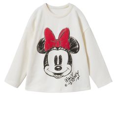 Zara Minnie Mouse Long Sleeve Shirt Brand New Size 12-18 Months Cute Mickey Mouse Tops For Fall, Cute Minnie Mouse Tops For Fall, Fall Cotton Mickey Mouse Tops, Fall Mickey Mouse Cotton Tops, Winter Cotton Tops With Character Print, Playful Minnie Mouse Crew Neck Top, Cute Long Sleeve Minnie Mouse T-shirt, Cute Minnie Mouse Long Sleeve T-shirt, Playful Long Sleeve Minnie Mouse Top