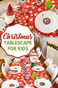 christmas tablescape for kids with the title overlay