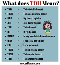 what does tbh mean? with the words in english and chinese on it,