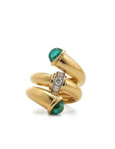 Double Tip Nail Ring Luxury Emerald Cabochon Ring With Diamonds, Emerald Cabochon, David Webb, Nail Ring, Diamond Nails, Ring Collections, Gold Details, Gold Style, Brilliant Cut Diamond