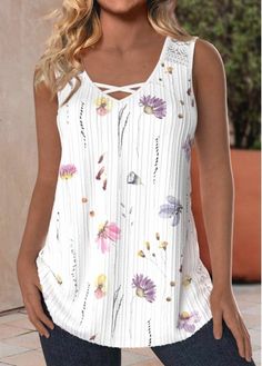 Color:White;Size:S;Size:M;Size:L;Size:XL;Size:XXL;Package Contents:1 X Tank Top;Style:Casual; Sleeveless Blouse Pattern, V Neck Sleeveless Blouse, Boutique Style Outfits, Trendy Tops For Women, Lovely Tops, V Neck Tank Top, Women's Casual Style, Trendy Tops, Sleeveless Tank Top