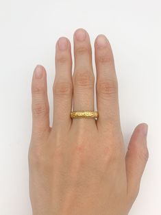 Gold Tribal Ring Gold Vermeil: 18k Gold over Solid 925 Sterling Silver ☞ made to last.Matching Earrings & Pendant - please ask meDetails:• Gold Boho Ring• Dimensions: Band width 4mm, thickness 2mm• 18k Gold Vermeil SKU 1791 Gold Thick Band Jewelry For Promise, Etched Promise Ring Jewelry, Yellow Gold Brass Promise Ring, Hammered Gold Jewelry For Promise, Gold Hammered Jewelry For Promise, Yellow Gold Engraved Promise Ring, Tarnish Resistant, Tarnish-resistant Yellow Gold Engraved Promise Ring, Tarnish Resistant Engraved Yellow Gold Promise Ring, Adjustable Hammered Jewelry For Promise