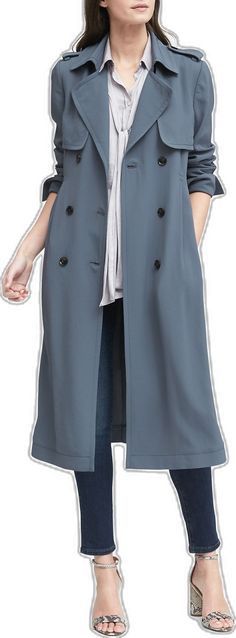 Long Trench, Long Trench Coat, Long Length, Double Breasted, Banana Republic, Trench Coat, Collage, Pins