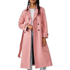 Free People Morrison Faux Leather Trench Coat In Pink Nwt. This Sleek Free People Morrison Trench Coat Is Enhanced With A Faux Leather Fabrication. Cinched With A Belt, This Classic Style Boasts A Croc-Embossed Finish. Brand New With Tags Storm Collar Long Sleeves Button Strap Cuffs Front Button Closure Side Slit Pockets Belt Loops Self-Tie Belt 100% Viscose Coating: 100% Polyurethane Lining: 54% Viscose/46% Polyester Machine Wash Imported Leather Trench Coat Woman, Faux Leather Trench Coat, Stockholm Fashion Week, Leather Trench, Free People Jacket, Leather Finish, Trench Jacket, Pink Coat, Stockholm Fashion