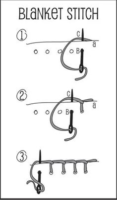 the diagram shows how to make a blanket stitch with two hooks and one hook on each end