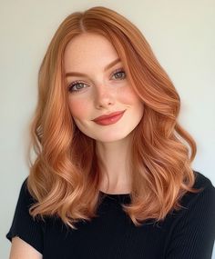 Copper Hair For Tan Skin, Copper Hair For Blondes, Pale Ginger Hair, Natural Ginger Hair Color, Peach Red Hair, Pink Copper Hair, Copper Rose Gold Hair, Light Copper Hair, Extreme Haircut