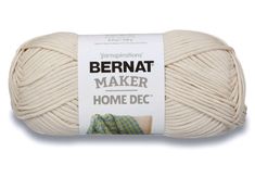 a ball of yarn with the words bernat maker home decor on it's side