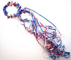 Ribbon Crown, Porch Party, Ribbon Projects, Pancake Breakfast, 4th Of July Decor, July Decor, 4th Of July Decorations