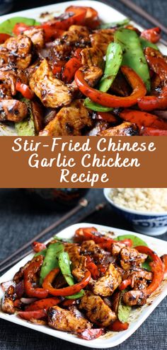 stir fried chinese garlic chicken recipe on a plate