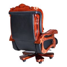 an office chair made out of wood and leather