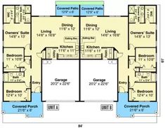 the floor plan for a two story apartment with three bedroom and an attached kitchen area