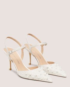 BLISS 85 PUMP | Stuart Weitzman Strong Features, Stuart Weitzman Heels, Multicultural Wedding, Mid Heel Shoes, Black Suede Pumps, Blue Pumps, Satin Pumps, White Pumps, Strap Pumps