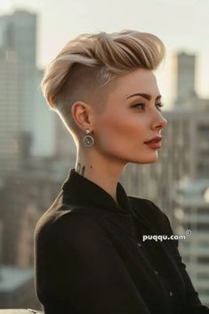 Platinum Pixie Haircut, Mohawk Haircut For Women, Be Unapologetically Yourself, Long Hair Shaved Sides, Short Hair Mohawk, Mohawk Haircut, Edgy Short Haircuts, Haircut For Women, Short Hair Model