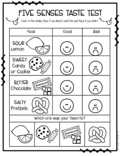 the five senses taste test for kids to learn how to use it in their classroom