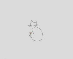 a drawing of a cat holding a flower