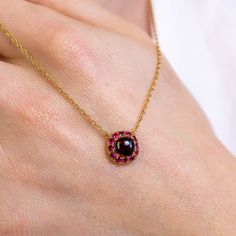 Genuine Garnet and Ruby Necklace January Birthstone Necklace | Etsy Elegant Birthstone Necklace With 17 Jewels As Gift, Yellow Gold Jewelry With Lab-created Ruby For Gift, Fine Jewelry With Birthstone For Party, Fine Jewelry Birthstone For Party, Gold Jewelry With Lab-created Ruby As A Gift, Gold Jewelry With Lab-created Ruby For Gift, Yellow Gold Garnet Birthstone Jewelry, Elegant Ruby Birthstone Necklace In Gold, Round Ruby Necklace For Party