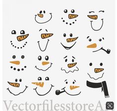 a set of cartoon faces with different expressions and shapes to make them look like they are smiling