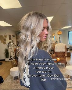 Partial Highlight Root Smudge, Creamy Blonde Highlights On Dark Hair, Color Roots Blonde Hair, Summer 2024 Hair Color Blonde, Blonde With A Root Smudge, Blonde Toning Formulas, Summer Blonde With Dimension, Blonde Hair With Formula, Platinum Dimensional Blonde