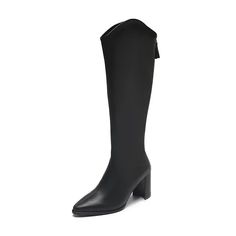 Plus Size 34-43 New Women Boots Zipper Thick High Heels Simple Thick High Heels Autumn Winter Boots Knee High Boots SPECIFICATIONS Shaft Material: PU Outsole Material: RUBBER Upper Material: PU Hign-concerned Chemical: None Season: Winter Insole Material: latex Heel Type: Square heel Lining Material: PU Boot Height: Knee-High Item Type: BOOTS Fashion Element: Platform Toe Shape: Pointed toe Heel Height: High (5cm-8cm) With Platforms: No Model Number: women fashion boots Fit: Fits true to size, take your normal size Closure Type: ZIP [New In Womens Fashion 2024 1016] High Heel Boots With Zipper Closure For Office, High Heeled Boots With Zipper Closure For Office, Winter Office Mid-calf Boots With Stacked Heel, Winter Office Boots With Block Heel, Office Winter Boots With Block Heel, Office Winter Block Heel Boots, Winter Office Heeled Boots With Block Heel, Winter Knee-high Boots With Zipper And Pointed Toe, Wide Calf High Heel Boots With Zipper