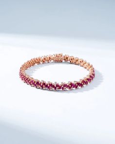 Shimmer Ruby Tennis Bracelet | Suzanne Kalan® Wedding Tennis Bracelet With Round Ruby, Luxury Ruby Tennis Bracelet For Gift, Classic Gold Ruby Tennis Bracelet, Luxury Ruby Tennis Bracelet, Luxury Red Ruby Tennis Bracelet, Ruby Bangles, Suzanne Kalan, Tennis Bracelet, Spring Style