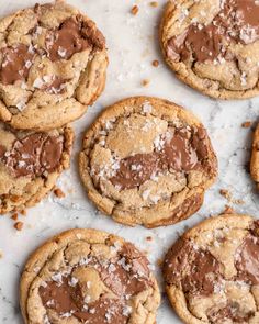 chocolate chip cookies with sea salt on top