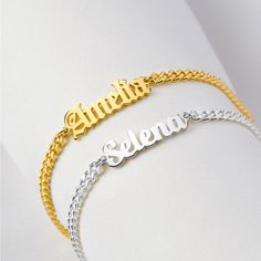 "Customized with your name and choice of fonts, this personalized name bracelet is lovely to wear for any occasion. Available in sterling silver with 18K yellow and rose gold plate options, it is a great gift for the special one. ► PRODUCT INFORMATION * Material: High Quality Solid 925 Sterling Silver. * Finishing: Silver, Gold or Rose Gold. * Dimensions: approx. 7/32 ~ 11/32 inch in height (5.7 - 8.8mm, depending on the chosen font). * Character limit: 9 characters. * Sizing are as follow: XS: Silver Name Bracelet For Friendship, Customizable Silver Name Bracelet For Friendship, Engraved Nameplate Bracelet For Friendship, Custom Name Nameplate Bracelet For Friendship, Customized Nameplate Bracelet For Birthday, Friendship Nameplate Jewelry, Cute Personalized Name Bracelet For Gift, Customizable Gold Name Bracelet In Sterling Silver, Silver Personalized Name Bracelet For Friendship