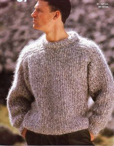 "M8151 mens fishermans rib mohair sweater knitting pattern pdf mens ribbed jumper 36-42\" mohair 10ply pdf instant download PLEASE NOTE: ALL PATTERNS ARE VINTAGE & IN ENGLISH ONLY Please refer to the pictures above for information from pattern on sizes, materials used, needle size etc. Click on the white arrow half way up the picture on the right side. Where a discontinued yarn is used, I check the needle size for a modern equivalent and include in the description. This is meant as a guide only. Please check your tension. The pattern is in UK terms. I have included an additional PDF - Knitting Conversion Chart - giving needle sizes & yarn weight UK, US, Aus/NZ & Metric. Patterns pre 70's are not in metric. Please Note: This is not the original pattern or a finished item, it is a scanned co Male Jumper, Cowl Poncho, Fishermans Rib, Mens Knit Sweater, Sweater Knitting Pattern, Jumper Knitting Pattern, Jumper Patterns, Hot Sweater, Mohair Knit