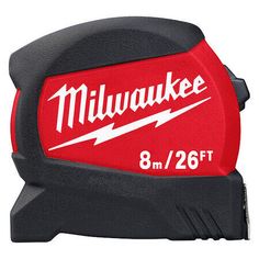 the milwaukee 8 / 26ft tape measure is red and black