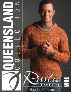 a man in an orange sweater is smiling for the camera and has his hands folded