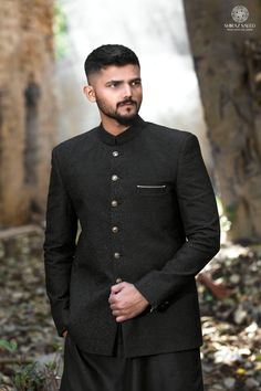 Welcome to Shiraz Saeed Our Retail Store: Rubina's Collection 2070 W Spring creek Pkwy Suite 328 Plano,TX USA 75023 Presenting Men's Black Embroidered Raw Silk Prince Coat (Kindly provide your size upon checkout) Color: Black Premium Embroidered Raw Silk Fabric Italian Thread Simple & Decent Metal Buttons Finest Stitch Branded Design Custom Sizes are also available. Fit Type: Regular fit Wash Care Instructions: Dry Clean Only Suitable For Indian/Pakistani Wedding, Festivals And Social Gatherings Disclaimer Due to the photographic lighting & different screen calibrations, the colors of the original product may slightly vary from the picture. Formal Semi-stitched Raw Silk Unstitched Suit, Elegant Unstitched Brocade Suit With Resham Embroidery, Formal Raw Silk Nehru Jacket For Transitional Season, Formal Unstitched Raw Silk Suit With Long Sleeves, Formal Unstitched Raw Silk Suit, Formal Unstitched Raw Silk Suit With Resham Embroidery, Unstitched Traditional Wear For Ceremony, Gold Festive Unstitched Suit For Formal Occasions, Gold Festive Formal Unstitched Suit