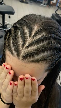 Cool Braid Designs, Cute Corn Rows, Braids Into Straight Hair, Many Braids Hairstyle, Braided Game Day Hairstyles, White Girl Cornrows Half Head, Cornrows 4 Braids, Half Head Cornrows Braids, Small Braids In Front Of Hair