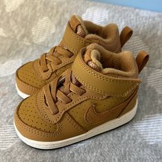 Never Worn! Perfect Condition! I Don’t Think I Have The Exact Box But I Can Check! I Can Ship In A Nike Box Though! Brown Non-slip High-top Sneakers, Casual Brown Sneakers For Playtime, Brown Lace-up Sneakers With Soft Sole, Brown Sneakers With Soft Sole For Playtime, Brown Non-slip Sneakers, Brown Non-slip Closed Toe Sneakers, Cute Nike High-top Sneakers, Nike Box, Kids Nike