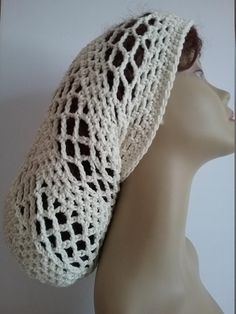 Cotton - Rasta Hat - Mesh Hat - Summer Hat - Boho Hat - Hippie Hat - Slouchy Hat - Dread Hat - Snood  - Drawstring - Ready To Ship! Bohemian Lightweight White Hat, Adjustable White Crochet Hat For Festivals, White Bohemian Crochet Hat, One Size, White Bohemian Crochet Hat One Size, White Crochet Hat For Festival, White Crochet Hat For Festivals, White Crochet Hat One Size For Festival, White One-size Crochet Hat For Festival, Rasta Hat