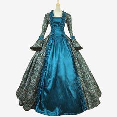 Women's Vintage Elegant High Waist Patchwork Gowns Dresses Evening Party Dresses Gothic Medieval Masquerade Prom Dress, Costume Masquerade, Masquerade Ball Gown, Rococo Dress, Vintage Ball Gowns, Lace Costume, 18th Century Dress, Halloween Fest, Costume Ball