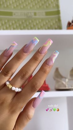 Light Purple Nails, Confetti Nails, Hippie Nails, Acrylic Nails Coffin Pink, Summer Acrylic Nails, Gel Liner, Square Acrylic Nails, Dream Nails