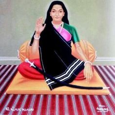 a painting of a woman sitting in a lotus position